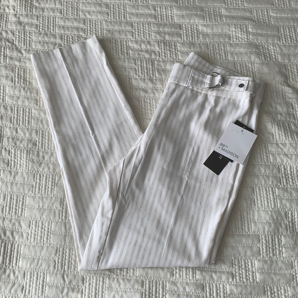 89th + Madison Millennium Pant Stripped Tapered Cropped Dress Pant